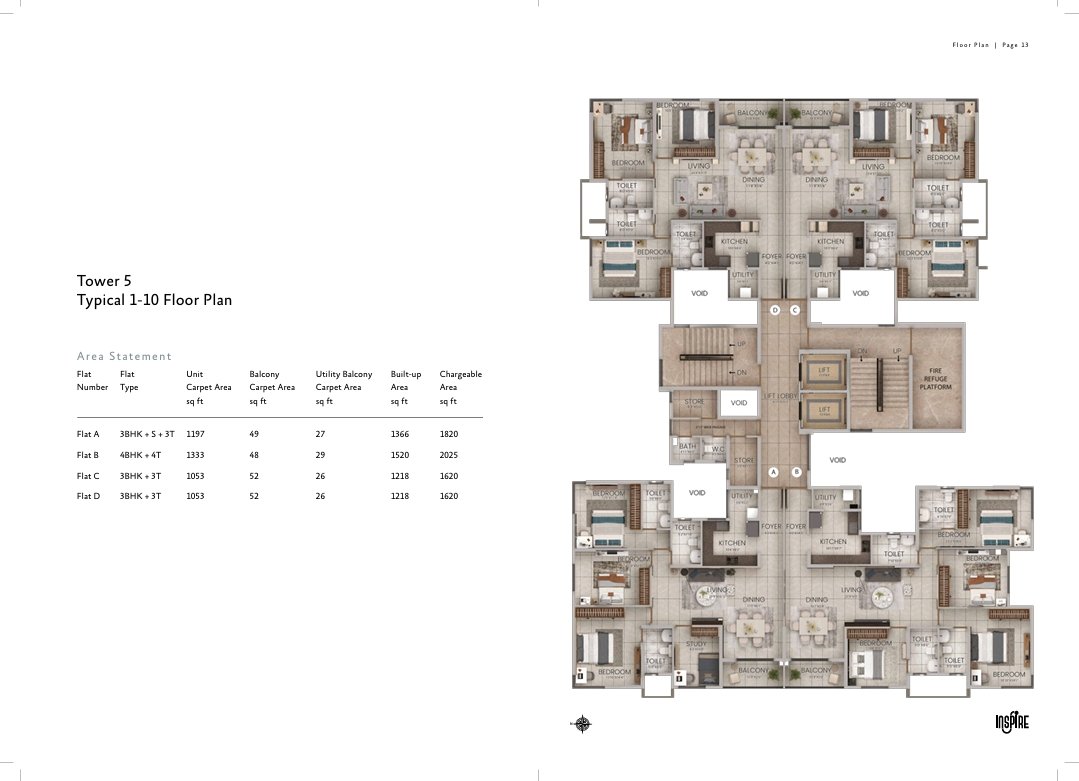 Salarpuria Inspire Tower 5 typical floor plan